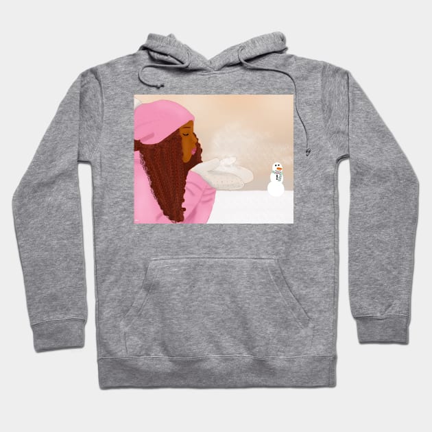 Sweet Joy in the Snow - African American Girl Hoodie by LoveAmorArt